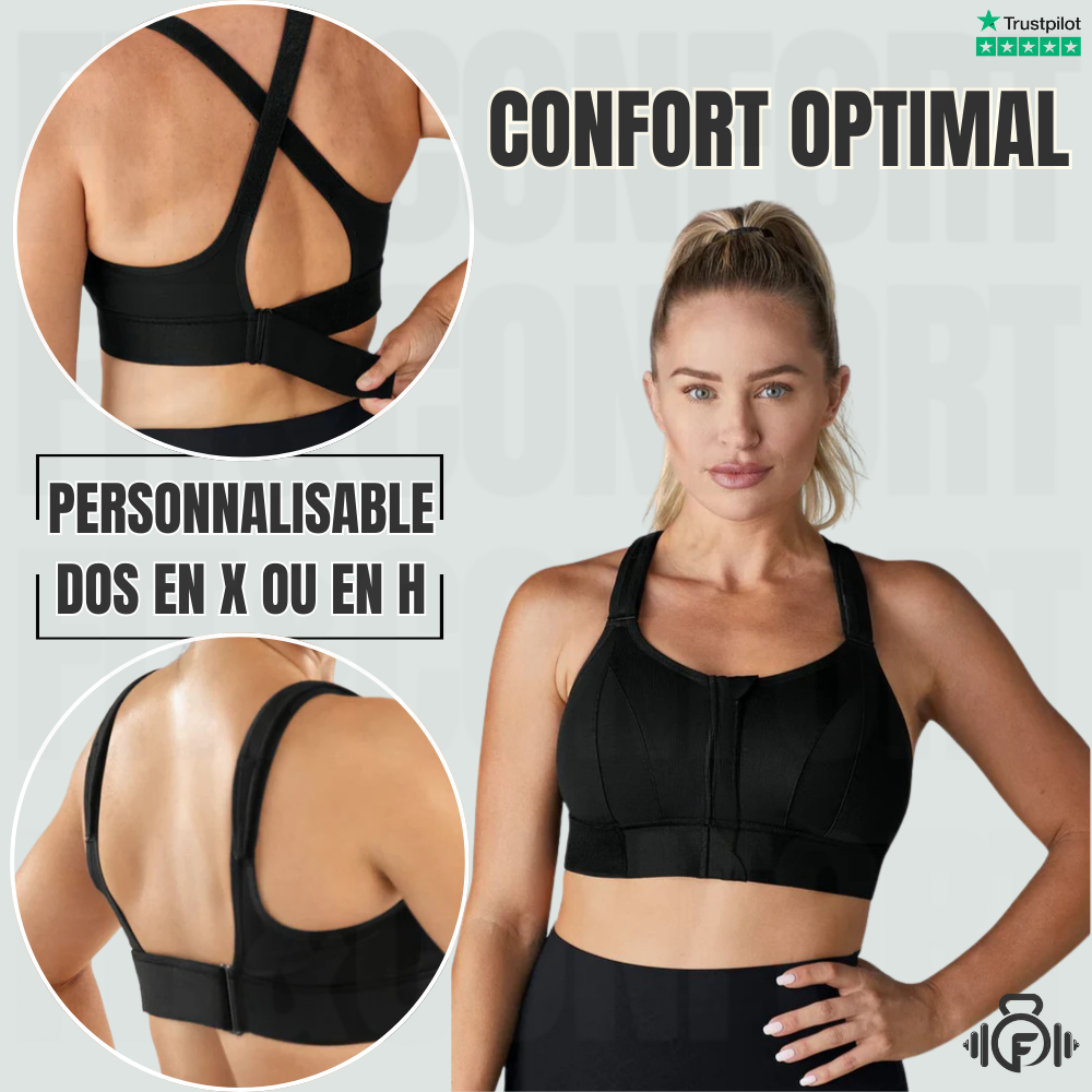 Brassière de sport à maintien fort – conçue pour les femmes actives recherchant confort et soutien.