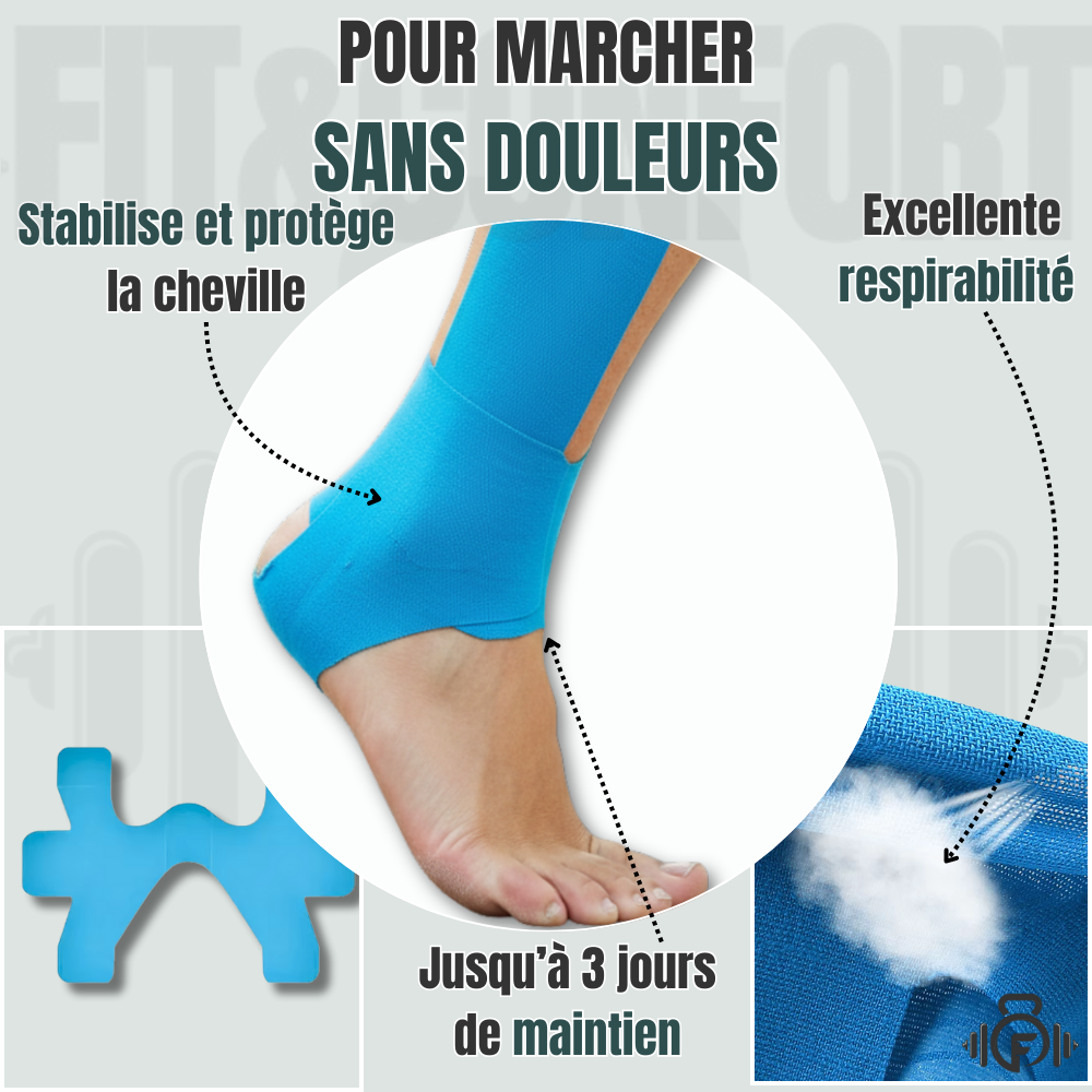 Bandes de kinésiologie prédécoupées pour la cheville