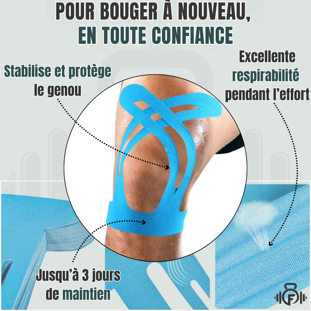 Bandes Kinésiologie Genou FLEXACTIVE™ - Soulagement Immédiat & Stabilité