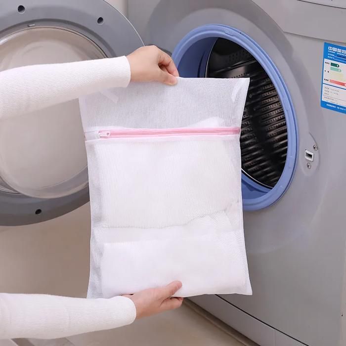 Protective lingerie washing bag with zipper for delicate bra care in washing machine