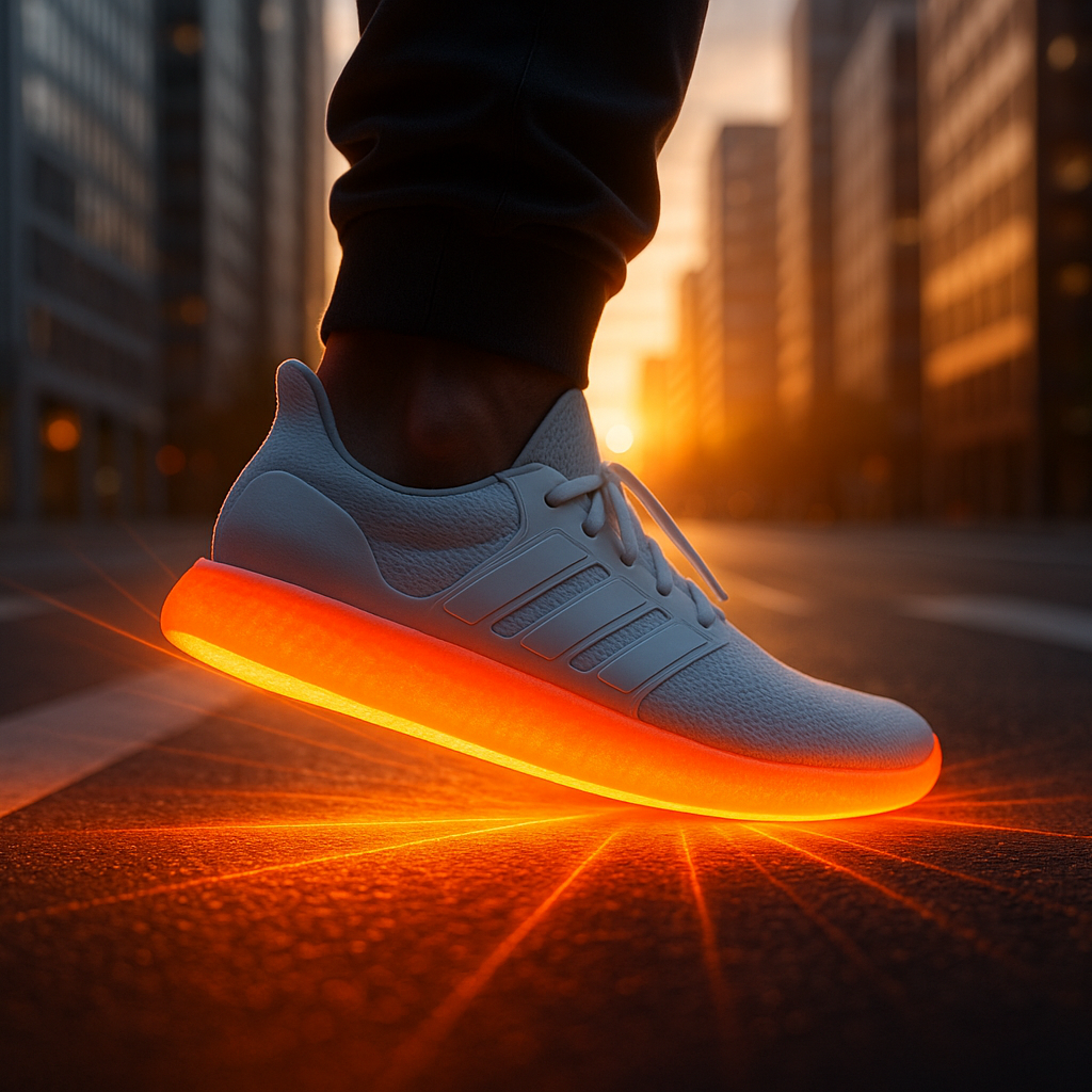 Sneakers avec semelle orange illuminée